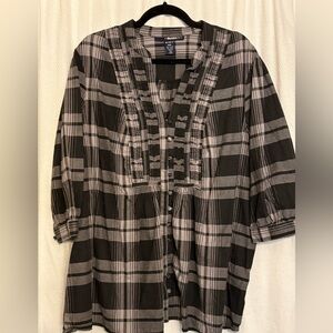 Denim 24/7 Black and Gray Plaid Shirt